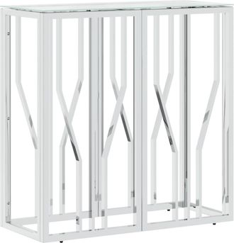 vidaXL Mesa Consola Acero Inoxidable Y Vidrio 70x30x70 Cm Vidaxl