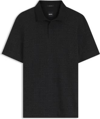 BOSS Cotton polo shirt with two-tone jacquard