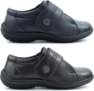 Generic Womens Wide Fit Leather Shoes Womens Wide Fit Shoes Size 5 EE Rita Size 6 Lightweight Comfort Shoe Touch Fastening Double E Casuals Real Leather Sizes