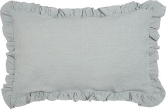 Puro Lino Pillowcase With Curled Shuttlecocks Pure Linen Stonewash Smoke Grey