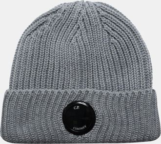 C.P. Company Accessoires C.P. Company Extrafine Merino Wool Lens Beanie in Grijs