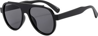 Generic Mens Large Frame Driving Sunglasses Outdoor Women Commuter Decorative Sun Glasses(Black)