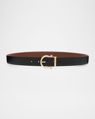 Ferragamo Men & apos;s Reversible Leather Gancini-Buckle Belt