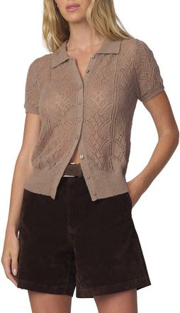 Joe's The Davey Open Stitch Short Sleeve Cardigan in Mink at Nordstrom, Size X-Small