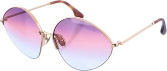 Victoria Beckham Rechthoekige zonnebril met metalen montuur - Dames - Zonnebrillen - Geel - ONE Size - Accessoires