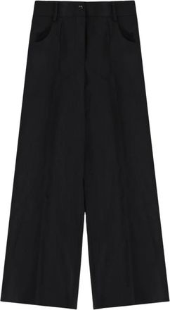 Theory Wijde broek - Dames - Wijde Broeken - Zwart - XS - Wol - Broeken