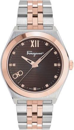 Ferragamo Vega New Diamond Two-Tone Bracelet Watch, 40mm in Stainless Steel at Nordstrom Rack