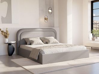 Vente-Unique Letto con contenitore 160 x 200 cm Tessuto chin&eacute; Grigio - FIREZA