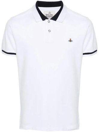 Vivienne Westwood embroidered-Orb cotton polo shirt - White