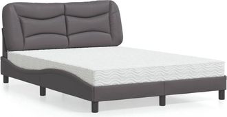 vidaXL Vidaxl - Cama Con Colch&oacute;n Cuero Sint&eacute;tico Gris 140x190 Cm
