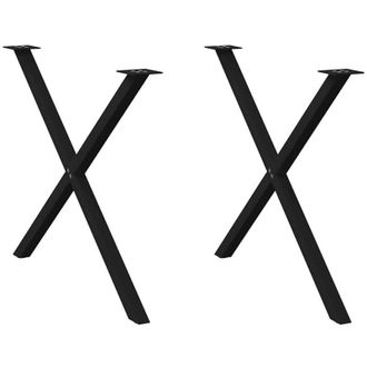 vidaXL Vidaxl - Patas Para Mesa De Comedor En Forma De X (2 Unidades), Color Negro, 90 X (72-73) Cm, Acero