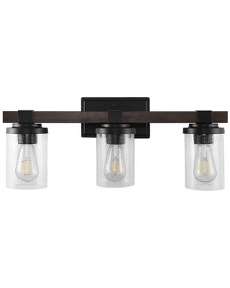 Jonathan Y Designs Jonathan Y Bungalow 22.75In 3-Light Iron/Seeded Glass Rustic Farmhouse Led Vanity Light