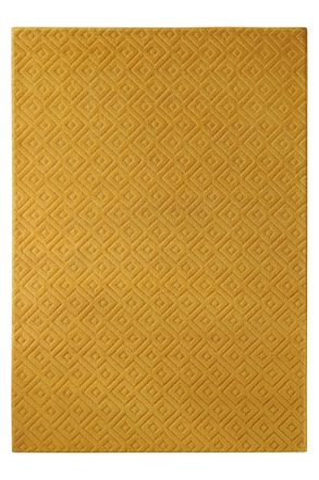 Wecon Home Alfombra de lana con relieve amarillo 200x300