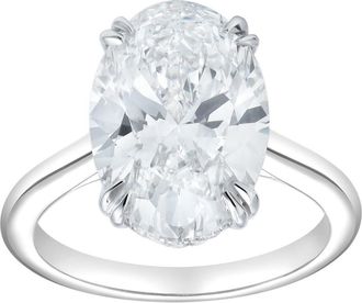 LuvMyJewelry Evania 14K Gold Oval Cathedral Lab Grown Diamond Hidden Halo Engagement Ring - 5.15 Cts in 14K White Gold at Nordstrom, Size 8