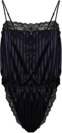 Versace Body van Jacquardzijde met kanten afwerking - Dames - Bodies - Zwart - XL - Tops