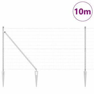 Berkfield Home Modern Euro Fence with 7 Spike Posts 1.4x10 m Galvanised Steel in Silver