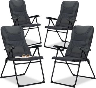 Relaxdays Relaxdays - 4 Sillas Plegables Acolchadas Comfort, Ajustable, Para Jard&iacute;n, Pesca, Camping Y Playa, Poli&eacute;ster, 107 X 60 X 68 Cm, Gris