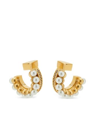 Ferragamo pearl-stud earrings - women - Brass/Pearl - One Size - Gold