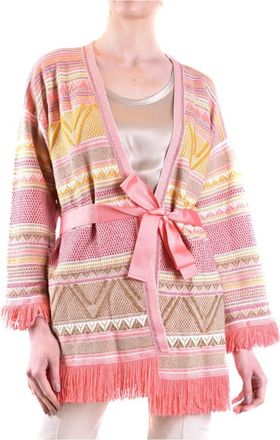 Twinset Truien & Vesten, Dames, Roze, S, Polyester, Gestreepte Roze Vest voor Vrouwen