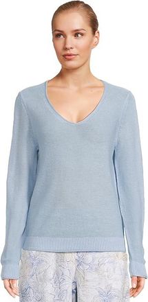 Tommy Bahama Cedar Linen LS V-Neck Womens Sweater Chambray Blue : LG (US 12-14)