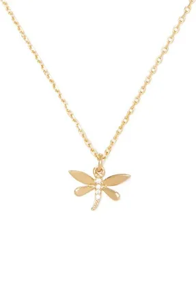 Kate Spade New York delicate dragonfly pendant necklace in Clear/gold. at Nordstrom