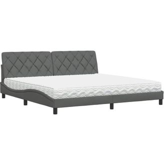 vidaXL Vidaxl - Cama Con Colch&oacute;n Tela Gris Oscuro 200x200 Cm