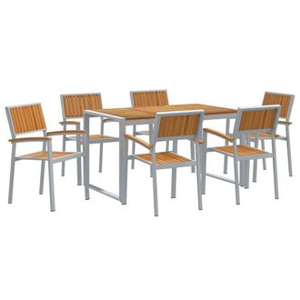 Berkfield Home 7 Piece Garden Dining Set Solid Wood Acacia & Metal in Grey