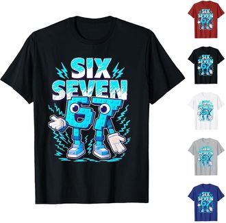 Generic Funny Six Seven 67 Meme T-Shirt for Gen Alpha Kids & Teens | Viral 6 7 Hands Slang & Italian Brainrot Humor | Trendy Christmas Xmas Gift for Boys Girl