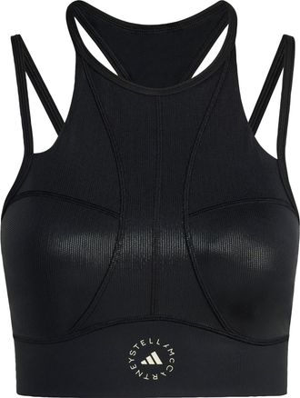 adidas ADIDAS by Stella McCartney Womens Training Micro Dot Crop Top - Black - Size 2XS