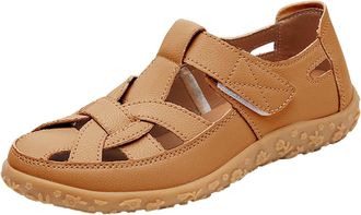 Generic Womens Leather Fisherman Sandals Breathable Hollow Hollow Closed Toe Gladiator Beach Shoes Adjustable Ankle Strap Comfortable Softsole Non-Slip Slip O