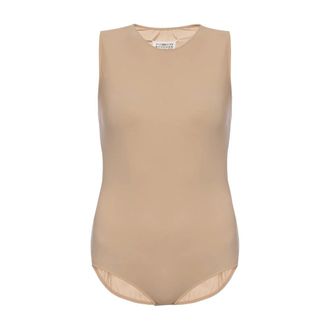 Maison Margiela Tops, Dames, Beige, 2Xs, Mouwloze Bodysuit