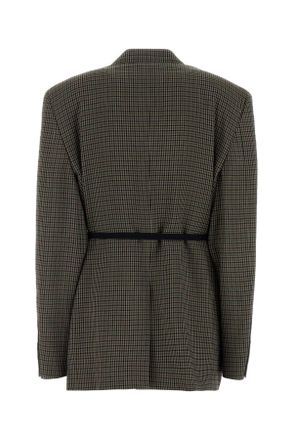 Balenciaga Womens Embroidered Lyocell Blazer Khaki-Brown T F Cupro Fp Cotton Giacche E Gilet Khaki/brown Jacket