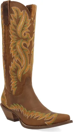 Dingo Lantana Leather Western Boot in Brown at Nordstrom, Size 7.5