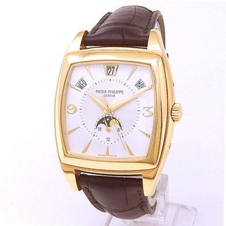 Patek Philippe Pre-owned Patek Philippe Gondolo GMT Automatic Moon Phase Silver Dial Mens Watch 5135J-001