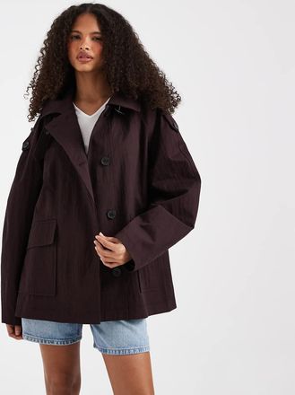 Asos Trench corto a imbuto svasato color cioccolato-Marrone