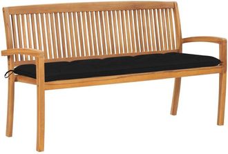 vidaXL Banco De Jard&iacute;n Apilable Con Coj&iacute;n Madera Maciza De Teca 159 Cm Vidaxl