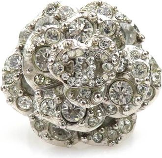 Chanel Metal Rhinestone Band Ring (Pre-Owned)