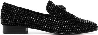 Kurt Geiger Ace Stud crystal-embellished loafers - men - Fabric/Fabric/Rubber/Rubber - 10 - Black