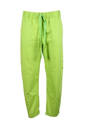 Semicouture Cropped Cotton Trousers with Relaxed Fit and Drawstring Waistband