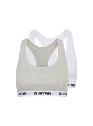 G-Star Bralette G-STAR CARNELIAN, BRAS 2 PACK RACERBACK, Damen, Gr. XXL, N-Gr, hellwei&szlig;, light grau marl, Jersey, Obermaterial: 95% Baumwolle, 5% Elasthan, B