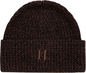 Karl Lagerfeld Wool Beanie - Heren - Hoeden - Bruin - ONE Size - Wol - Accessoires