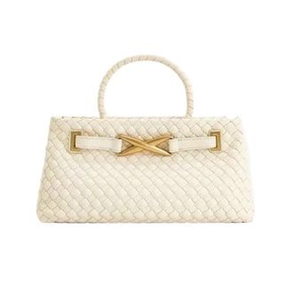 Generic Woven Bag Handbag Shoulder Crossbody Womens Sensation Spring Soft PU Leather(Rice White)
