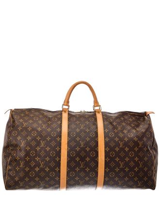 Louis Vuitton Brown Monogram Coated Canvas Keepall 60 (Authentic Pre-Loved)