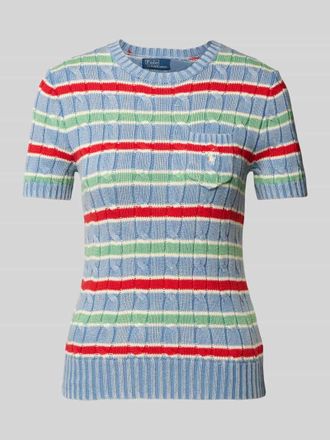 Polo Ralph Lauren Strickpullover mit Brusttasche in Hellblau, Gr&ouml;&szlig;e XS