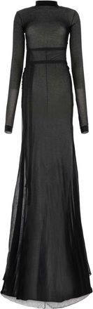 Ann Demeulemeester Womens Black Cotton Blend Long Dress - Size X-Small