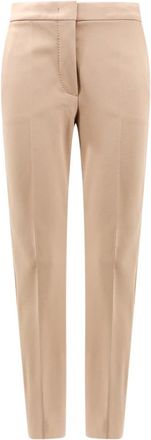 Max Mara Beige Broek met Rechte Pijpen en Elastische Taille - Dames - Slim Fit Broeken - Beige - 2XL - Broeken
