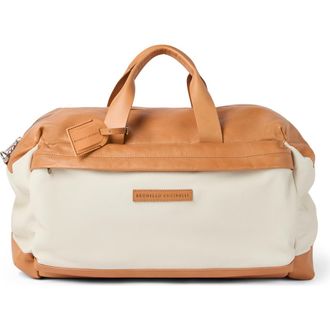 Brunello Cucinelli Grained calfskin active bag in Natural at Nordstrom