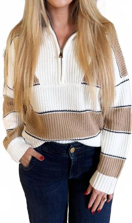 Elan Half Zip Collared Sweater In Camel