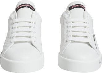 Dolce & Gabbana White Pink Portofino Low Top Sneakers Womens Shoes