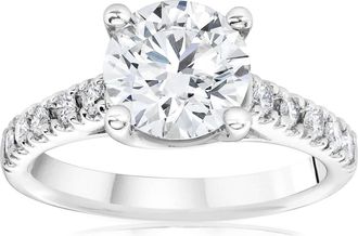 Pompeii3 Certified 2 1/2Ct Diamond Cathedral Engagement Ring 14k White Gold Lab Grown
